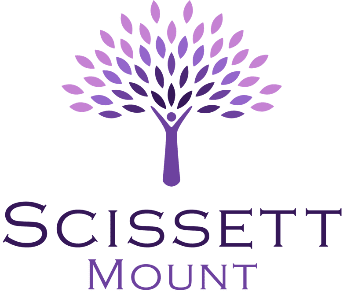 Logo For Scissett Mount care home featuring a purple tree