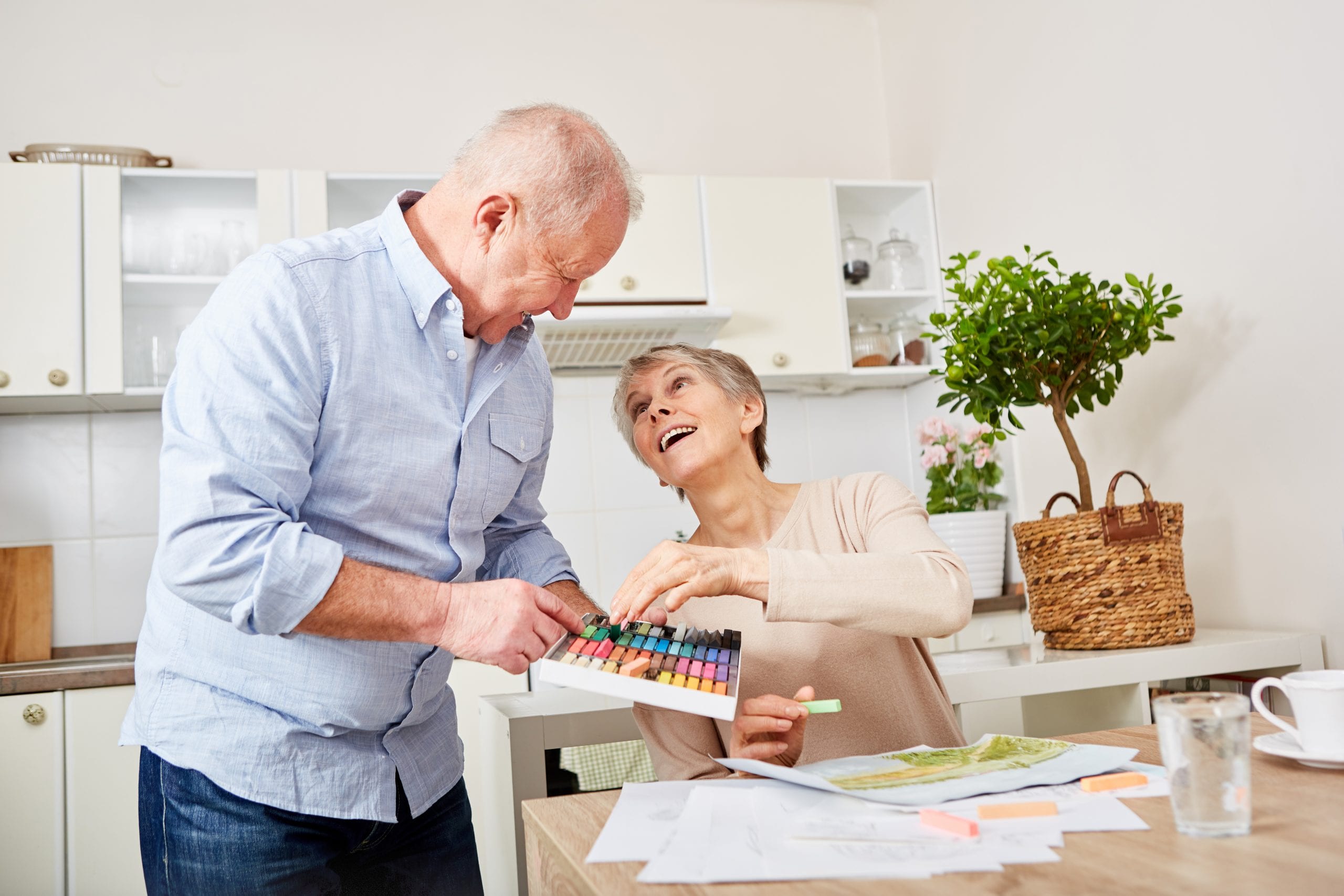 Resident painting at care home in Scissett, Huddersfield
